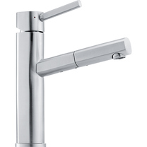 GAIA RVS UITTREKBARE UITLOOP
Tap, Gaia, pull-out nozzle, top lever, high pressure, stainless steel,
with different label